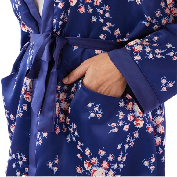 NWT Morgan Lane Allie Robe - Navy Floral (S/M) - Picture 8 of 15